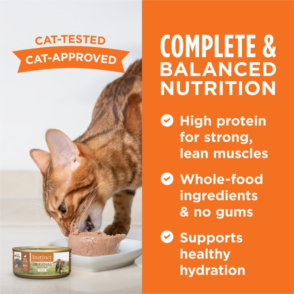 Instinct Original Pate Wet Cat Food, Grain Free Recipe - Real Duck, 5.5 Ounce (Pack of 12)