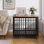 Winkalon 42 Inch Large Dog Crate Rustic Style Furniture Dog Cage Crate with 3 Doors and 4 Wheels Heavy-Duty Kennel,Brown