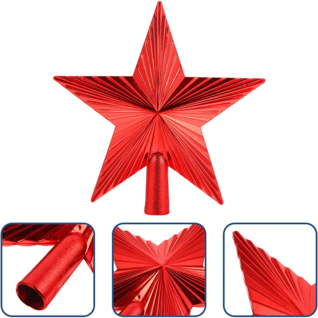 2Pcs Christmas Tree Star Topper, 20Cm Plastic for Xmas