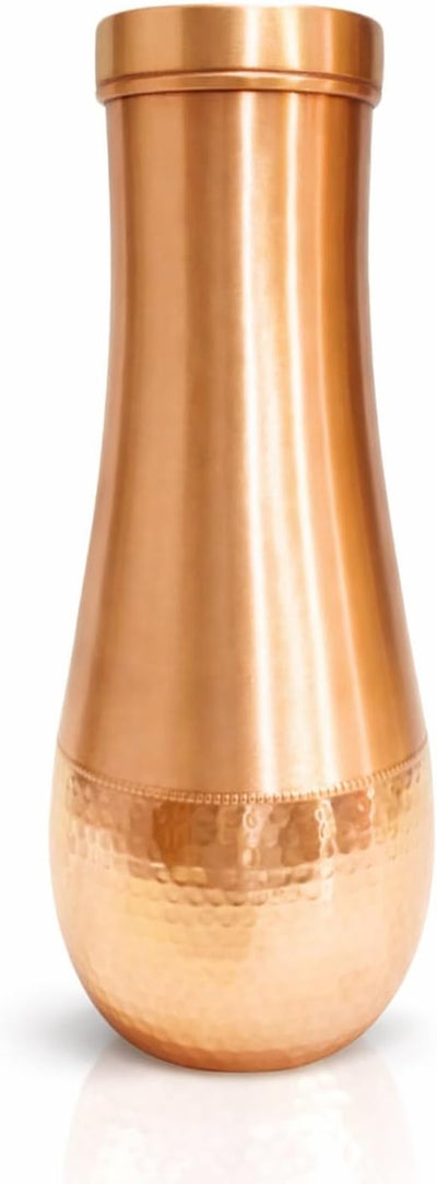 Hammered Design Pure Copper Water Bottle | Seamless Leakproof Water Bottle for Home, Office, Hotel Travelling and Gifting | Drink More Water and Immediately Reap the Health - 34 Fl Oz
