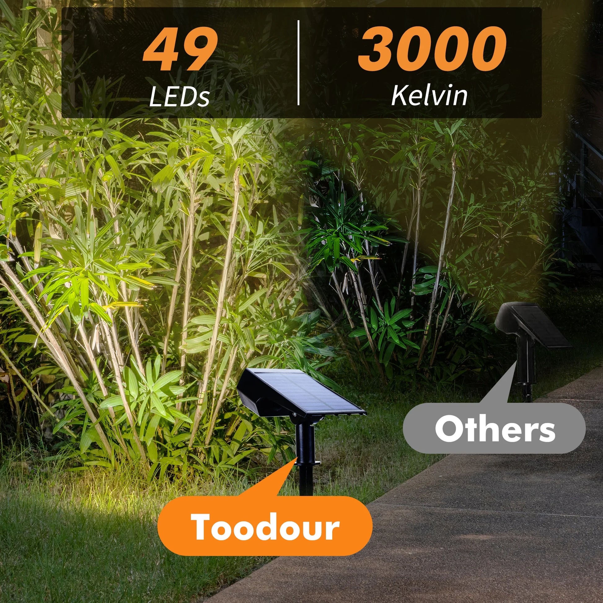 Toodour Solar Lights Outdoor, 49 LED Super Bright Solar Spot Lights with 2 Lighting Mode, Waterproof Solar Powered Landscape Spotlights for Garden Patio Pathway Yard (4 Pack-Warm White)
