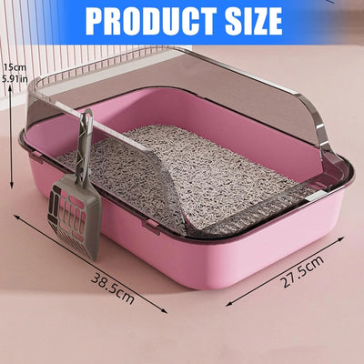 Semi-Enclosed Toilet,Anti-Spill Design,Thickened Structure Odor Blocking, Simple Pet Litter Box,High Side Anti-Splashing, Semi-Enclosed Removable Cats Litter Boxes, Easy To-Clean