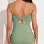 Eytino Swim Suit One Piece Swimsuit Drawstring Bathing Suit Ribbed Tummy Control Tie Side Swimming Suits Ruched Womens Swimwear Green XL