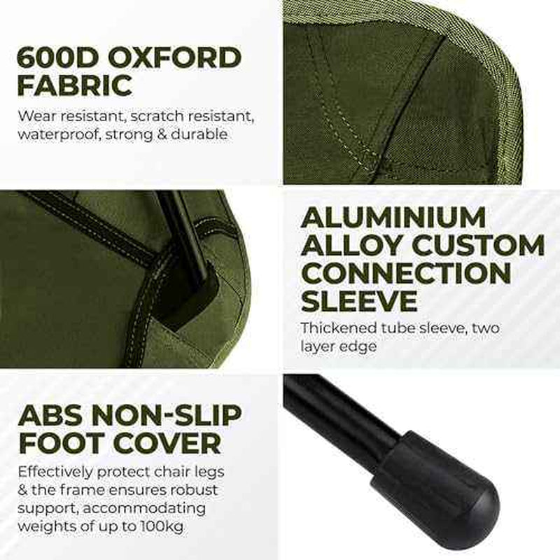 Experience Ultimate Comfort with Our Lightweight Army Green Folding Camping Chair - Perfect for Outdoor Adventures!