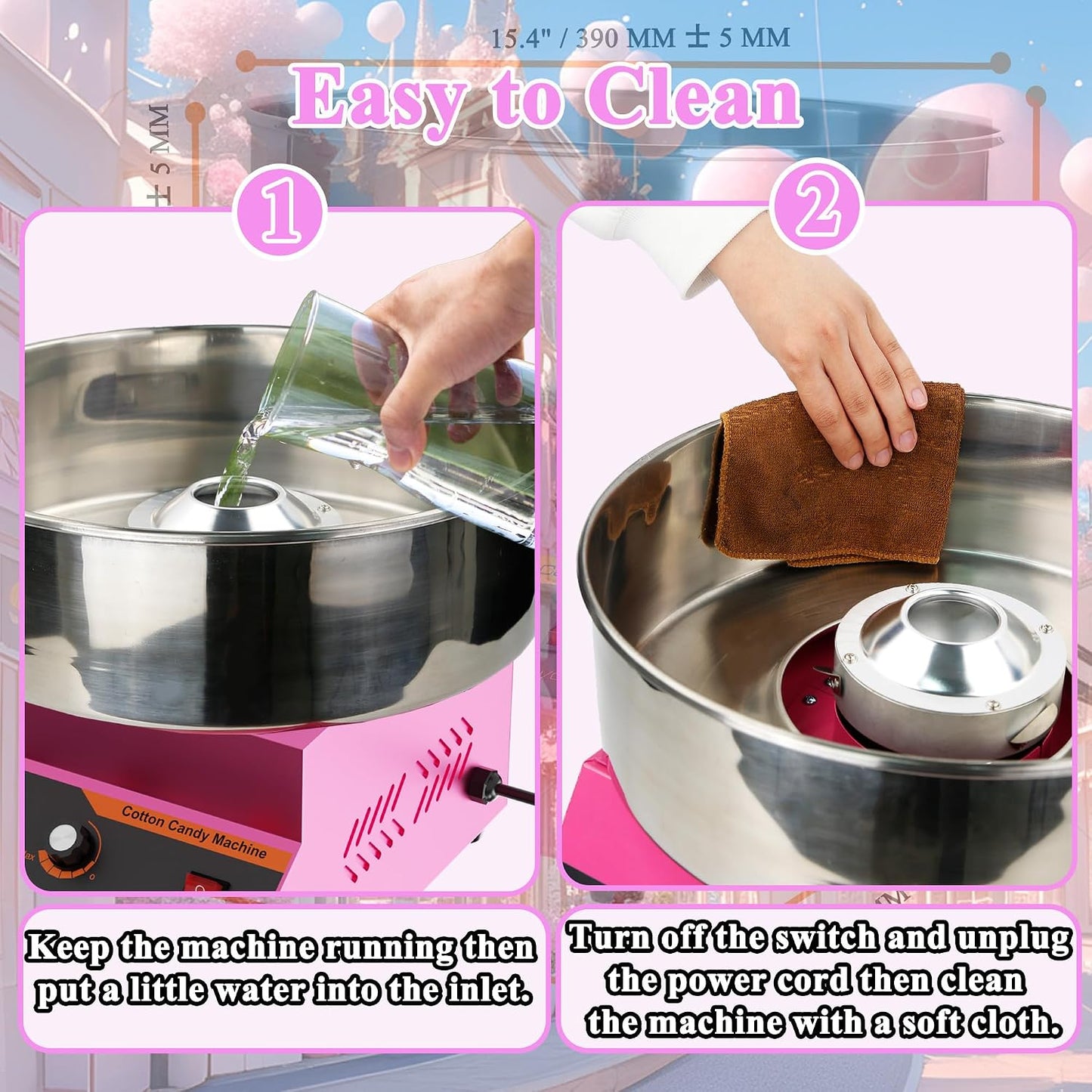 Cotton Candy Machine, Cotton Candy Maker, 1000W Electric Cotton Candy Maker Machine, Quick 3-4 Min Preheat, Commercial Cotton Candy Maker for Home, Events, Parties, and Small Business