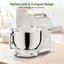 Camic Electric Stand Mixer,7.45 QT,10 Speeds with Dough Hook,Whisk, Flat Beater Attachments, Splash Guard, Easy-Carry Top Handle,3-In-1 Kitchen Mixer for Baking Cakes Cookie Bread Salad (White)