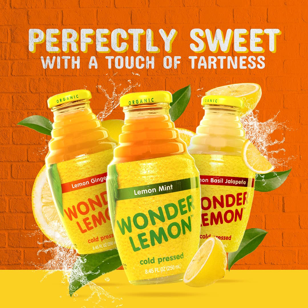 Wonder Lemon Organic Lemon Cold Pressed Juice, Variety Pack, 8.45Oz, 6 Pack