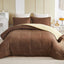 Exclusivo Mezcla Lightweight Reversible Queen Size Comforter Set, down Alternative Comforter with 2 Pillow Sham, Queen Size Bedding Set for All Seasons, Brown/Khaki