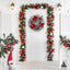 24 Inch Lighted Christmas Wreaths, Pre-Lit Xmas Wreath with 3 Red Bow, Pine Wreath with 30 LED Lights, Light up Christmas Wreath for Front Door Holiday Wall Christmas Party Decor