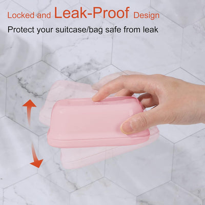 Quatish 2 Pack Travel Soap Container, Portable Soap Holder with Lid, Travel Bar Soap Holder, Soap Case for Camping Gym Travel, Soap Box for Bathroom,Pink
