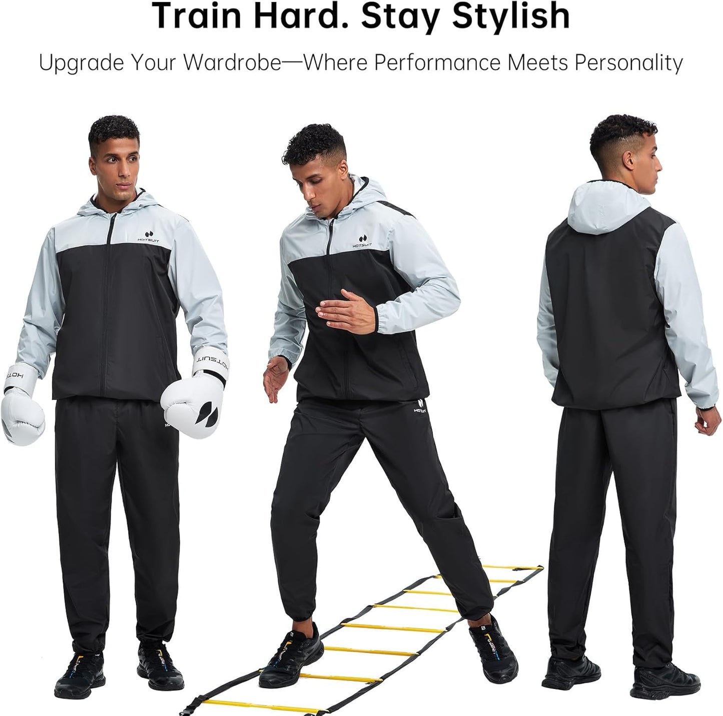 HOTSUIT Sauna Suit for Men Weight Loss Sweat Suits Gym Workout Exercise Sauna Jacket Pant Full Body