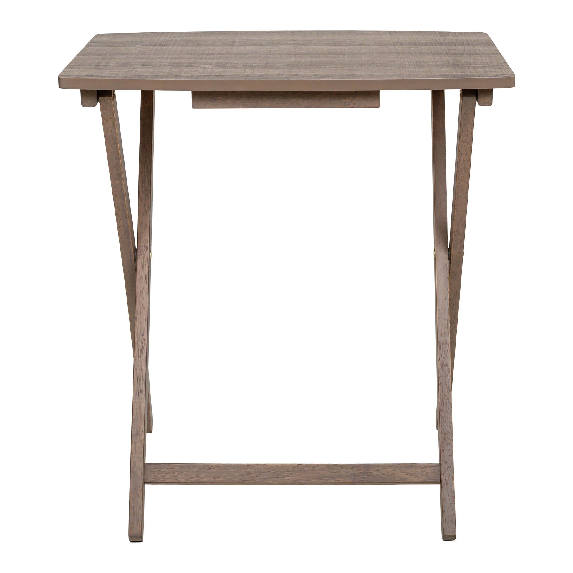 Mainstays XL Oversized 5-Piece Rubberwood Folding TV Tray Table Set of 4 with Storage Rack, Rustic Gray