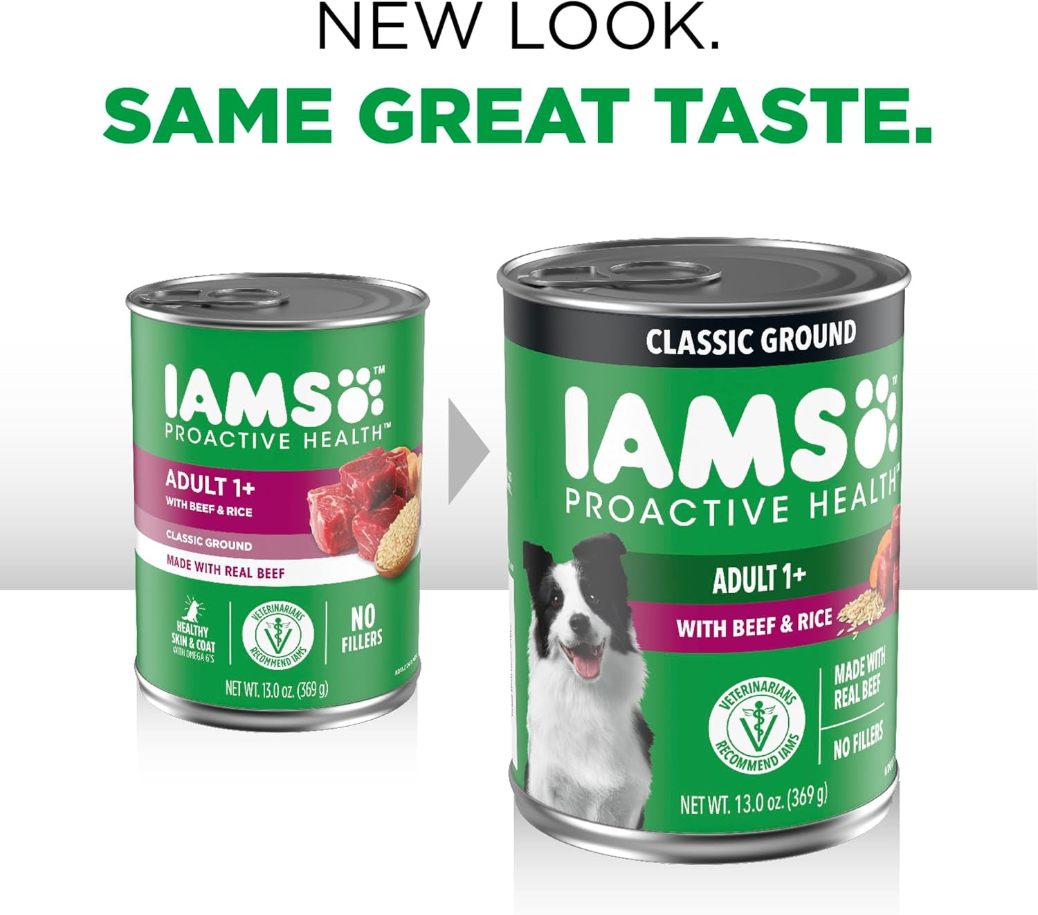IAMS Proactive Health Wet Dog Food, Adult Wet Dog Food Multipack Ground Dinner, Beef & Rice, 13 Oz. Cans (Pack of 12)