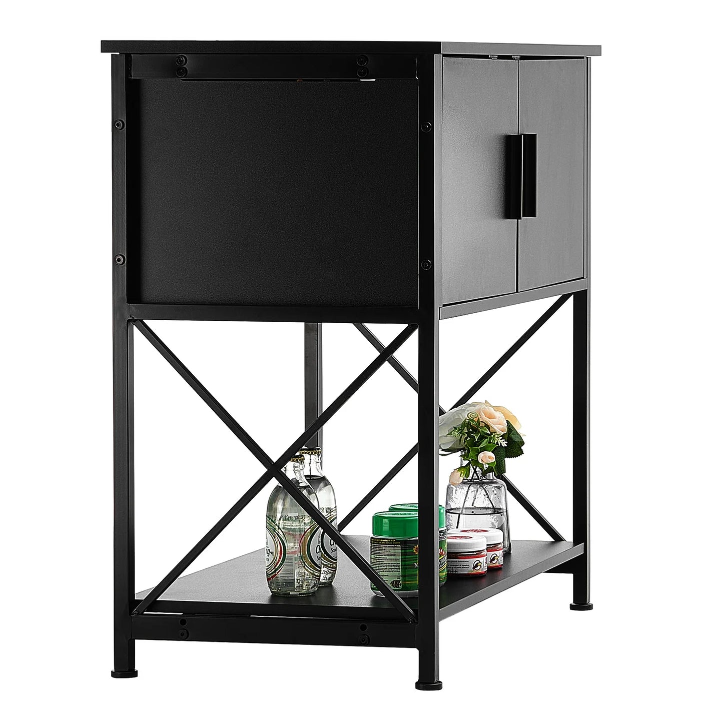 Aquarium Stand, 29 Gallon Fish Tank Stand, 28.7 X 16.5 X 30 in Steel and MDF Turtle Tank Stand, 242.5 Lbs Load Capacity, Reptile Tank Stand with Storage Cabinet and Embedded Power Panel, Black