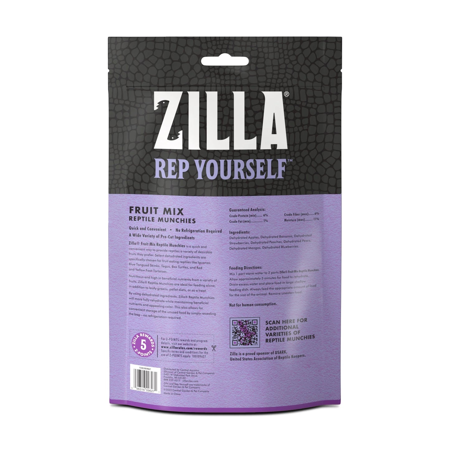 Zilla Reptile Munchies Fruit Mix Black 2.5 Oz.