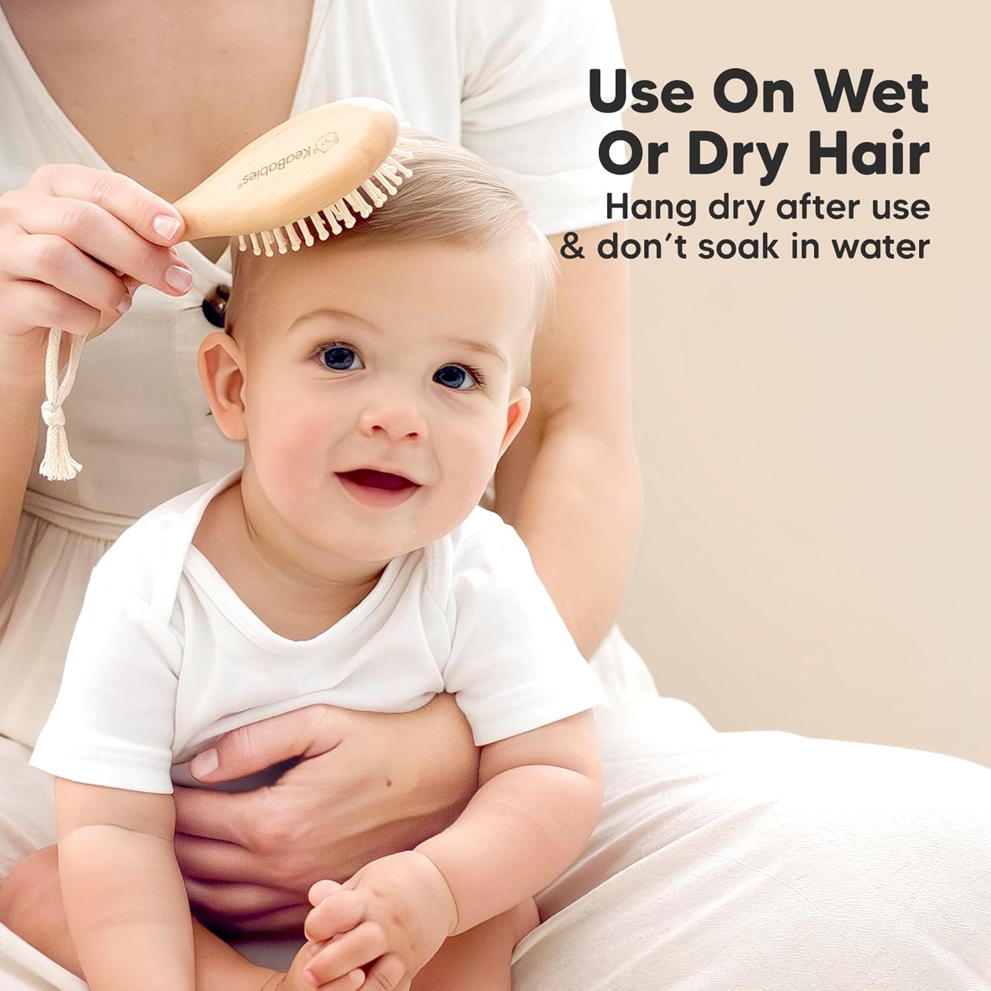 Baby Hair Brush Set for Newborns - Soft Goat Bristle Wooden Baby Brush and Comb Set Newborn Grooming Kit for Cradle Cap, Durable & Gentle, Boy, Girl Infant Essentials Care Kit (Regular, Walnut)