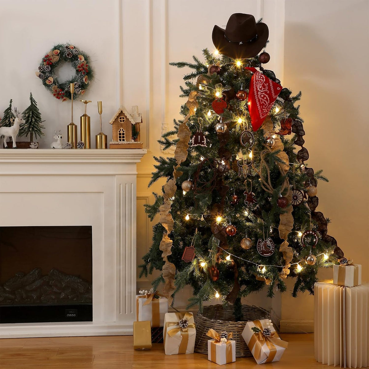 32 Pcs Western Christmas Ornaments Cowboy Tree Decorations Rustic Set