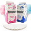Perfectware 2 Pack Cotton Candy Floss Sugar with 100 Count Paper Cotton Candy Cones. Pink Vanilla and Blue Raspberry. (Two 3.25 Lb Containers W/100 Cotton Candy Cones)