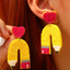 Yellow Heart Pencil Earrings