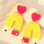 Yellow Heart Pencil Earrings