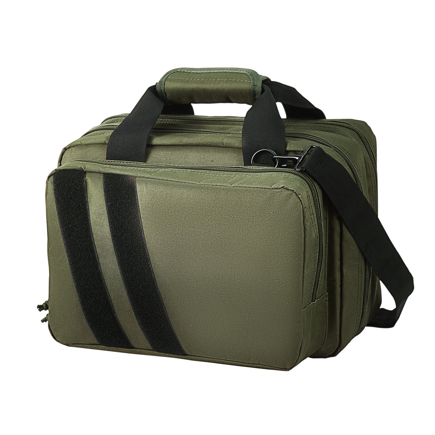 Range Bag for 2 Pistols Tactical Gun Bag 2 Built-in Pistol Bags Green，Range Bag for Handguns Gun Case Bag with Lockable Zipper for Shooting Range Outdoor Hunting