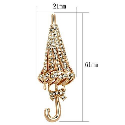 Flash Rose Gold White Metal Brooches with Top Grade Crystal  in Clear