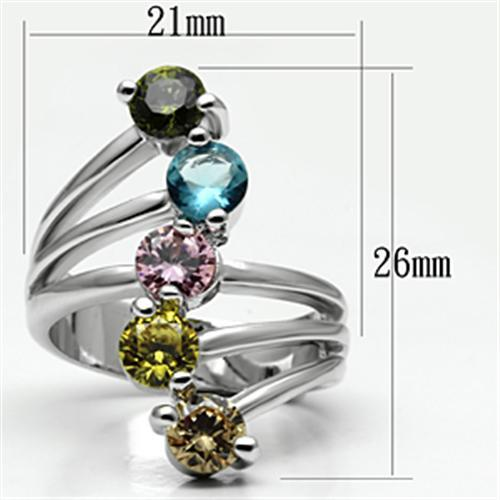 Lyra Cocktail Ring - Rhodium Brass, AAA CZ , Multi Color