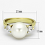 Gold(Ion Plating) Stainless Steel Ring with Synthetic Pearl in White