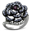 Two-Tone IP Black Stainless Steel Ring with Top Grade Crystal  in Amethyst