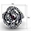 Two-Tone IP Black Stainless Steel Ring with Top Grade Crystal  in Amethyst