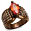 Coffee light Stainless Steel Ring with AAA Grade CZ  in Orange