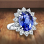 Princess Diana Inspired 3.00CTW AGI Certified G/VS Lab-Grown Sapphire and Diamond Halo Ring in 14K White Gold