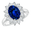 Princess Diana Inspired 3.00CTW AGI Certified G/VS Lab-Grown Sapphire and Diamond Halo Ring in 14K White Gold