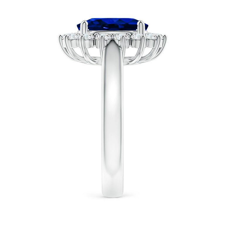 Princess Diana Inspired 3.00CTW AGI Certified G/VS Lab-Grown Sapphire and Diamond Halo Ring in 14K White Gold