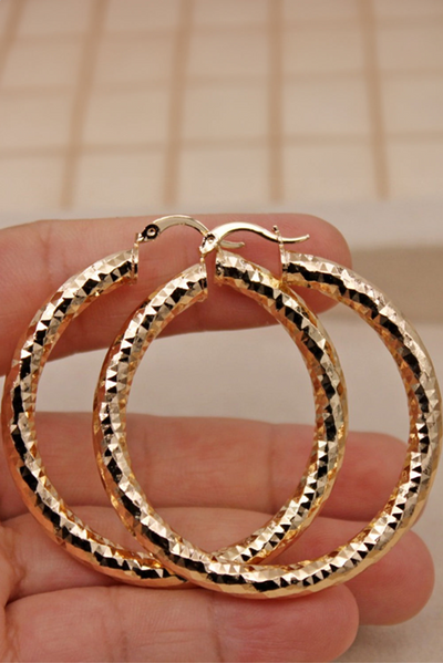 Diamond Cut Hoop Earrings