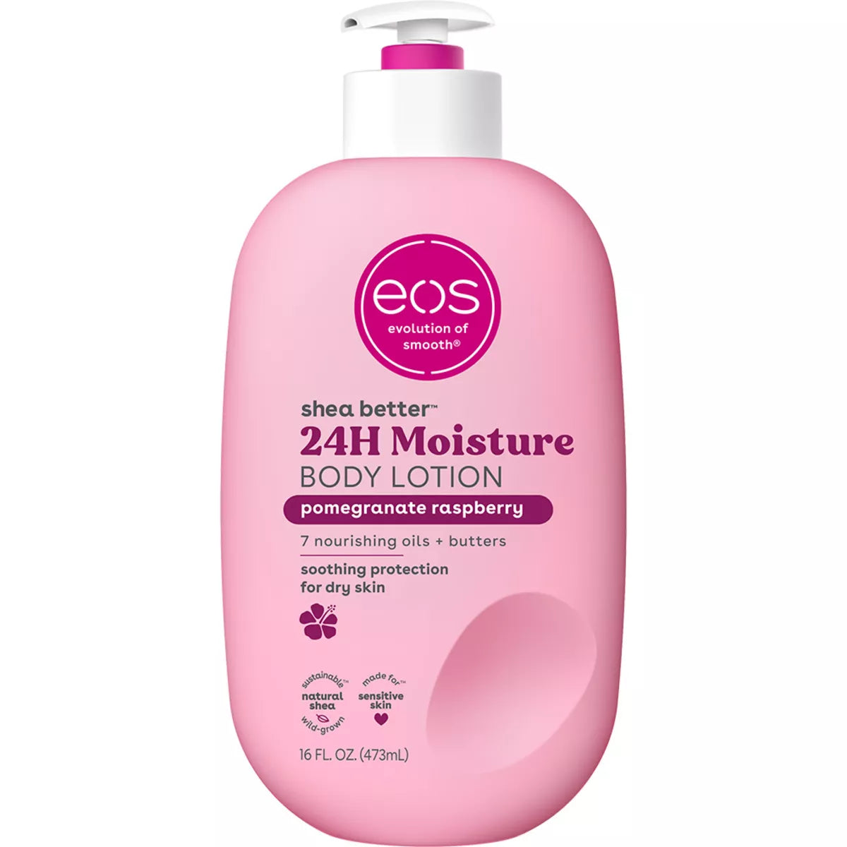 Eos Shea Better 24H Moisture Body Lotion - Pomegranate Raspberry - 16 Fl Oz: Hypoallergenic, Paraben-Free, Phthalate-Free