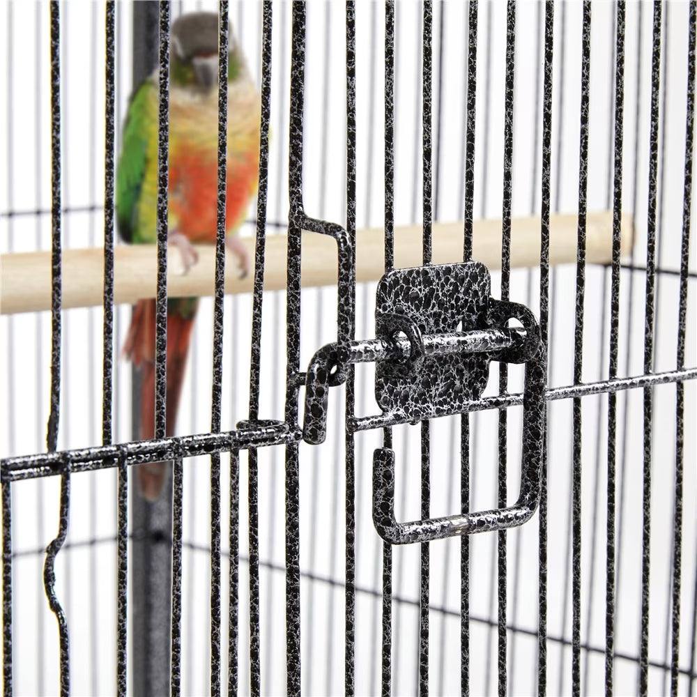Yaheetech 40" H Wrought Iron Bird Cage with Open-Top Design & Rolling Stand Black
