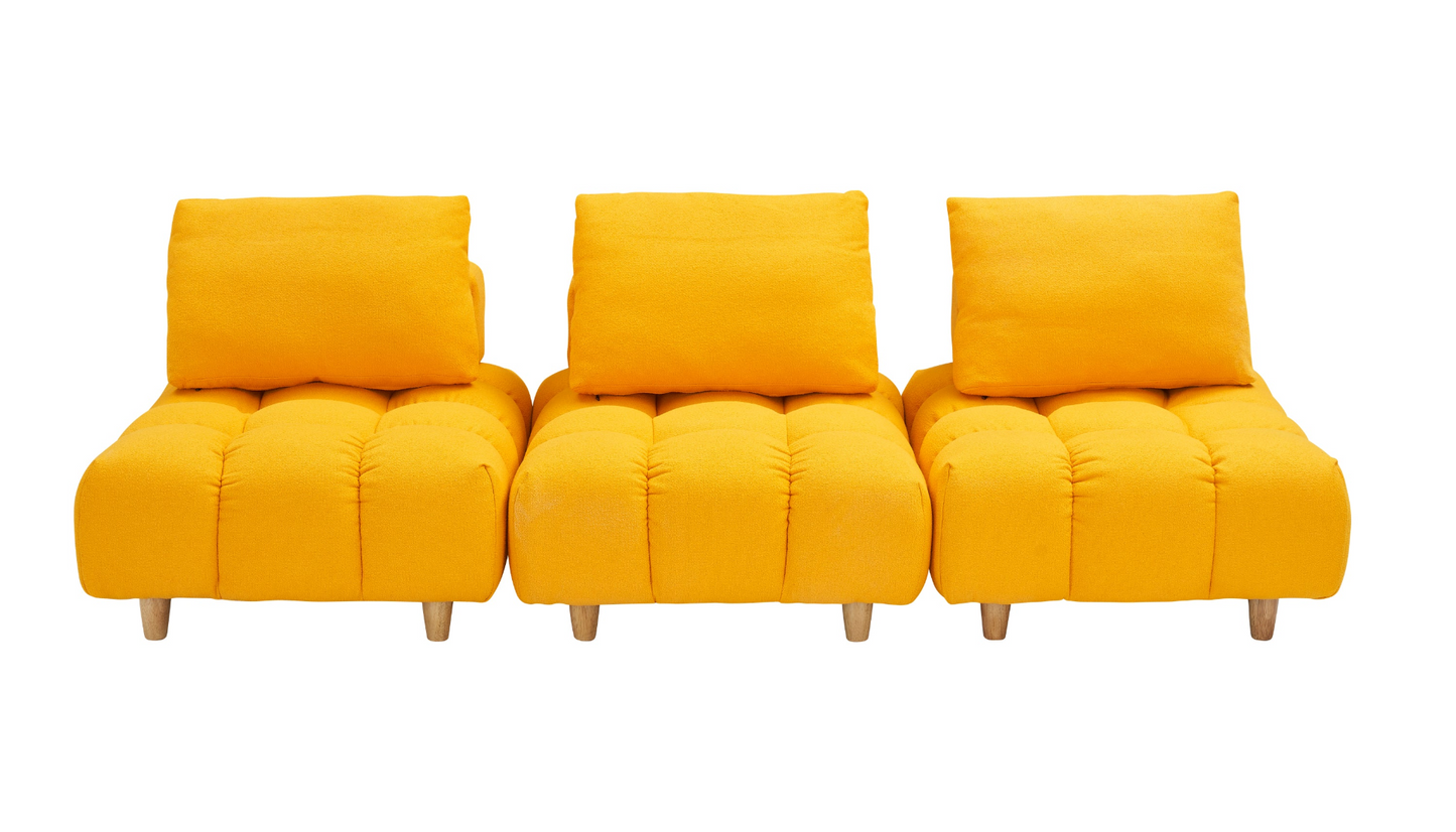 90 inches long, Teddy Sofa Fabric, with spacious and comfortable seats, for Apartment Office Living Room -Yellow