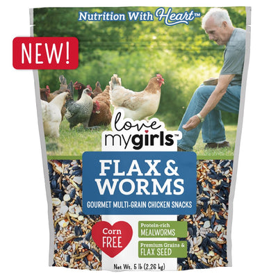 Love My Girls Flax & Worms Gourmet Multi-Grain Chicken Snacks, 5 Lb. Bag
