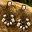 White Turquoise Inlay Cut Out Western Dangle Earrings