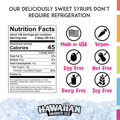Hawaiian Shaved Ice Syrup, Pina Colada, Gallon