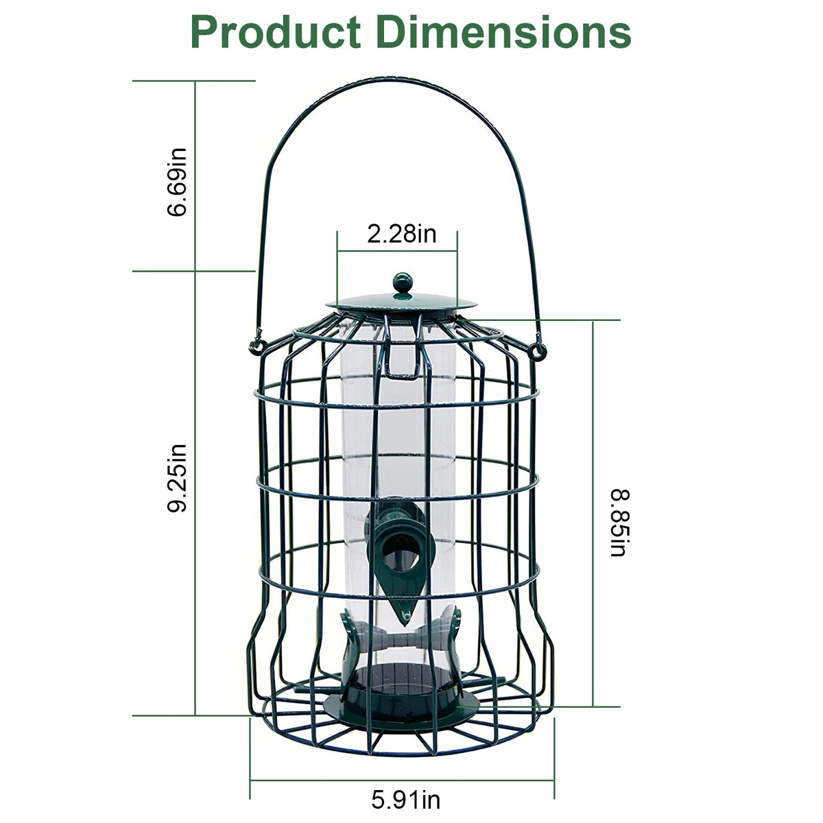 1Pc Outdoor Wild Bird Feeder Squirrel-Proof Chew-Proof Metal Hanging Seed Feeder with 4 Feeding Port for Small Songbirds