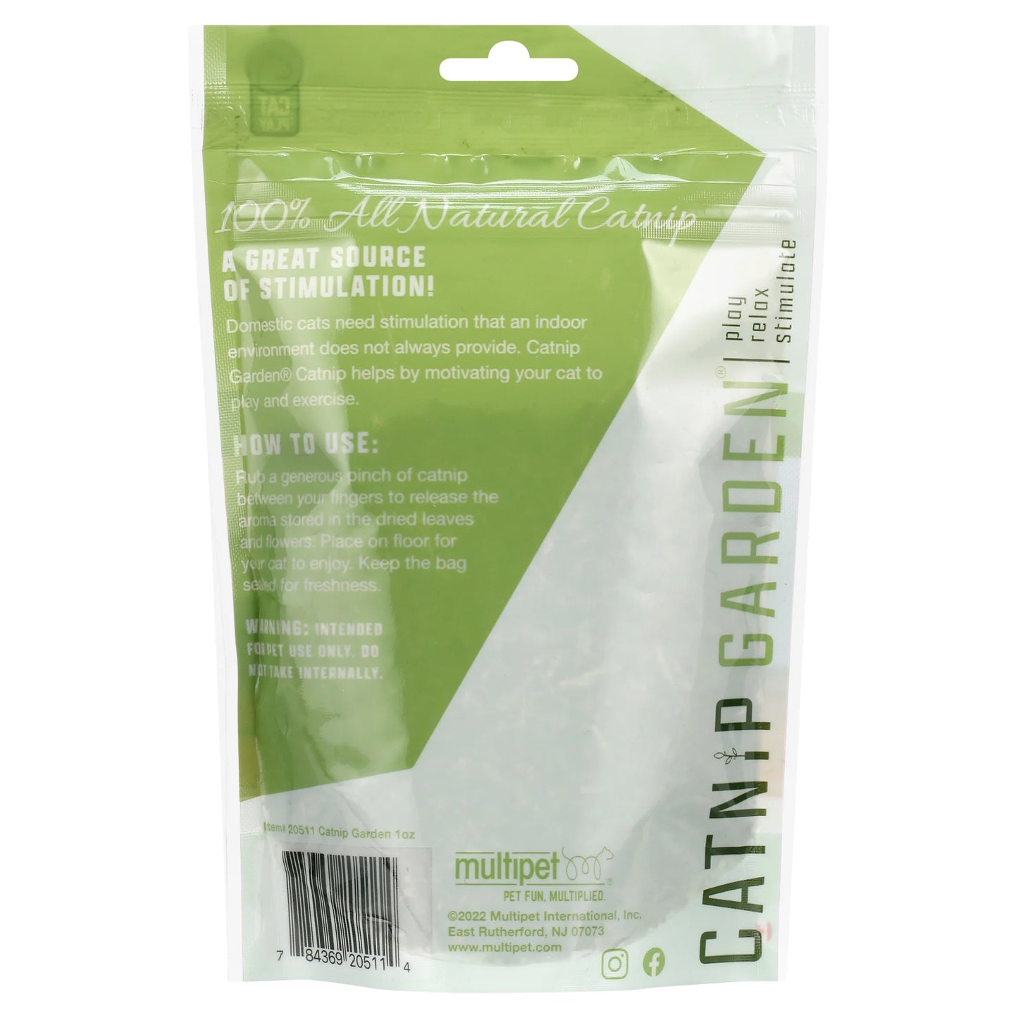 Multipet Catnip Garden All Natural Loose Catnip Bag, 1 Ounce