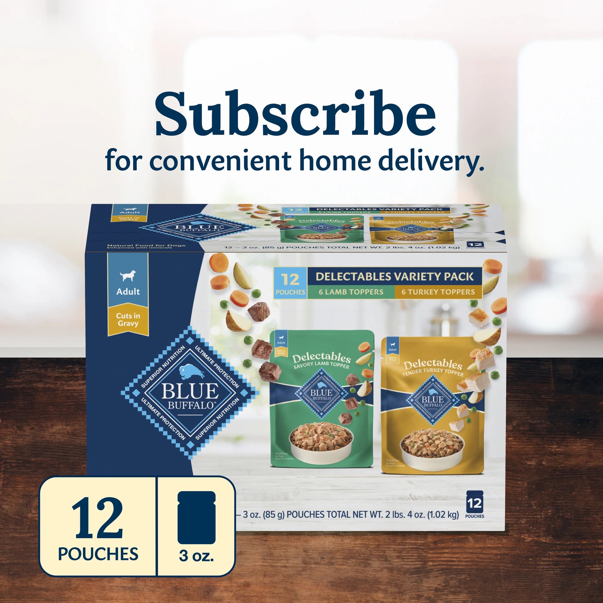 Blue Buffalo Delectables Natural Wet Dog Food Topper Variety Pack, Lamb & Turkey Dinner 3Oz (12 Pack - 6 of Each Flavor)