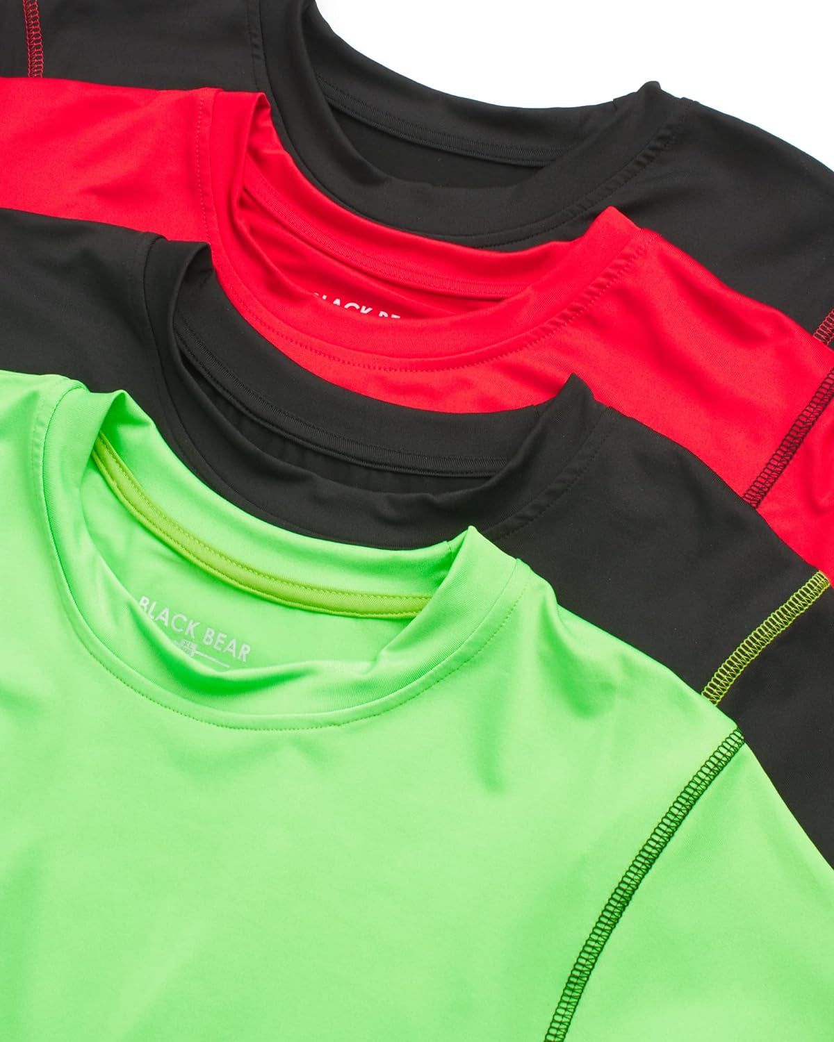 Black Bear Boys Active Shirt - 4 Pack Athletic Performance Dry Fit Youth Shirt for Boys - Short Sleeve Kids Tshirts