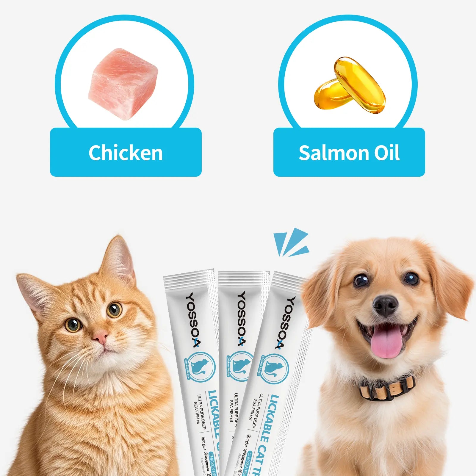 YOSSOA Lickable Wet Cat Treats, Squeezable Creamy Purée Cat Treat Delectables Squeeze Lickable Treats, Squeeze Stick Lickable Treats for Cats No Added Fillers, No By-Products, No Added Preservatives