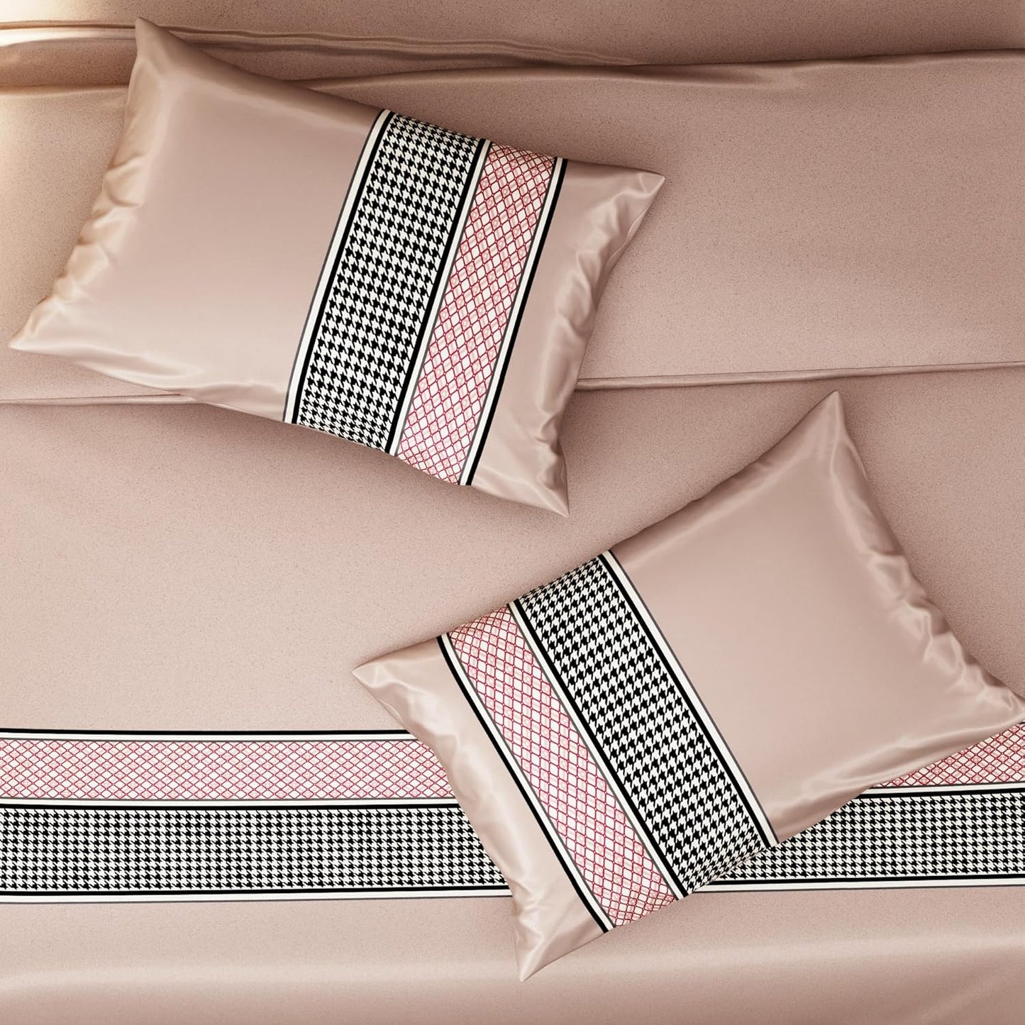 Stoa Paris King Duvet Cover Set 3Pcs, 300TC Silk-Like All-Season Luxury Satin Bedding, Skin & Hair Safe, Home Decor, Hidden Zipper + 2 Pillow Shams 20X40”, No Comforter Included, Versailles:Champagne