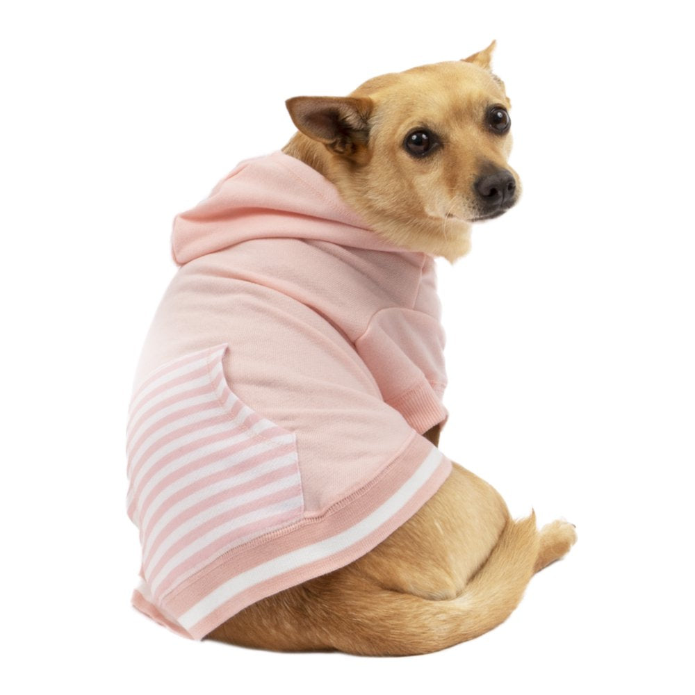 Vibrant Life Polyester Striped Dog and Cat Hoodie, Pink, M