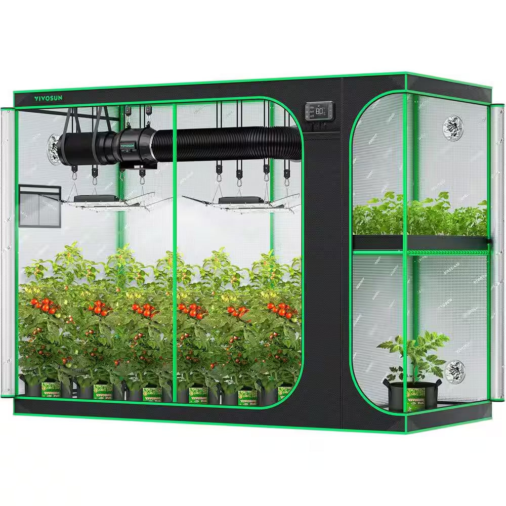 2-In-1 9 Ft. X 4 Ft. Mylar Reflective Grow Tent for Indoor Hydroponic Growing System