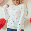 Sequin Heart Waffle Knit Sweater